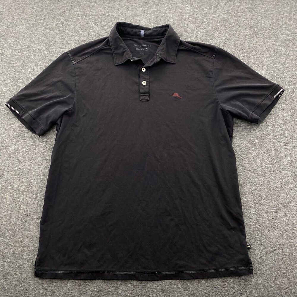 Tommy Bahama Island Zone Black Pima Cotton Blend Polo Size Large W/Logo